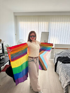Nastia with a Rainbow Flag
